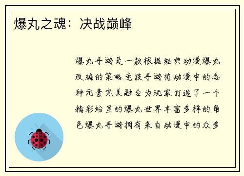 爆丸之魂：决战巅峰